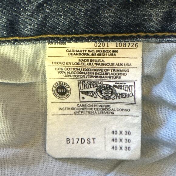 NWT Carhartt Jeans Mens 40x30 Blue Relaxed Fit Workwear Durable Ranch Farm - Picture 5 of 5